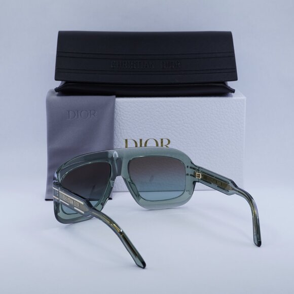 Dior DIORSIGNATURE M1U 55F2 Sunglasses Green Aviator Frame, Brown Lenses - Picture 11 of 11